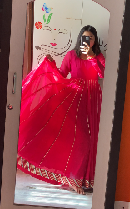 Deep Pink Georgette Anarkali