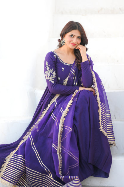 Purple Handwork Anarkali