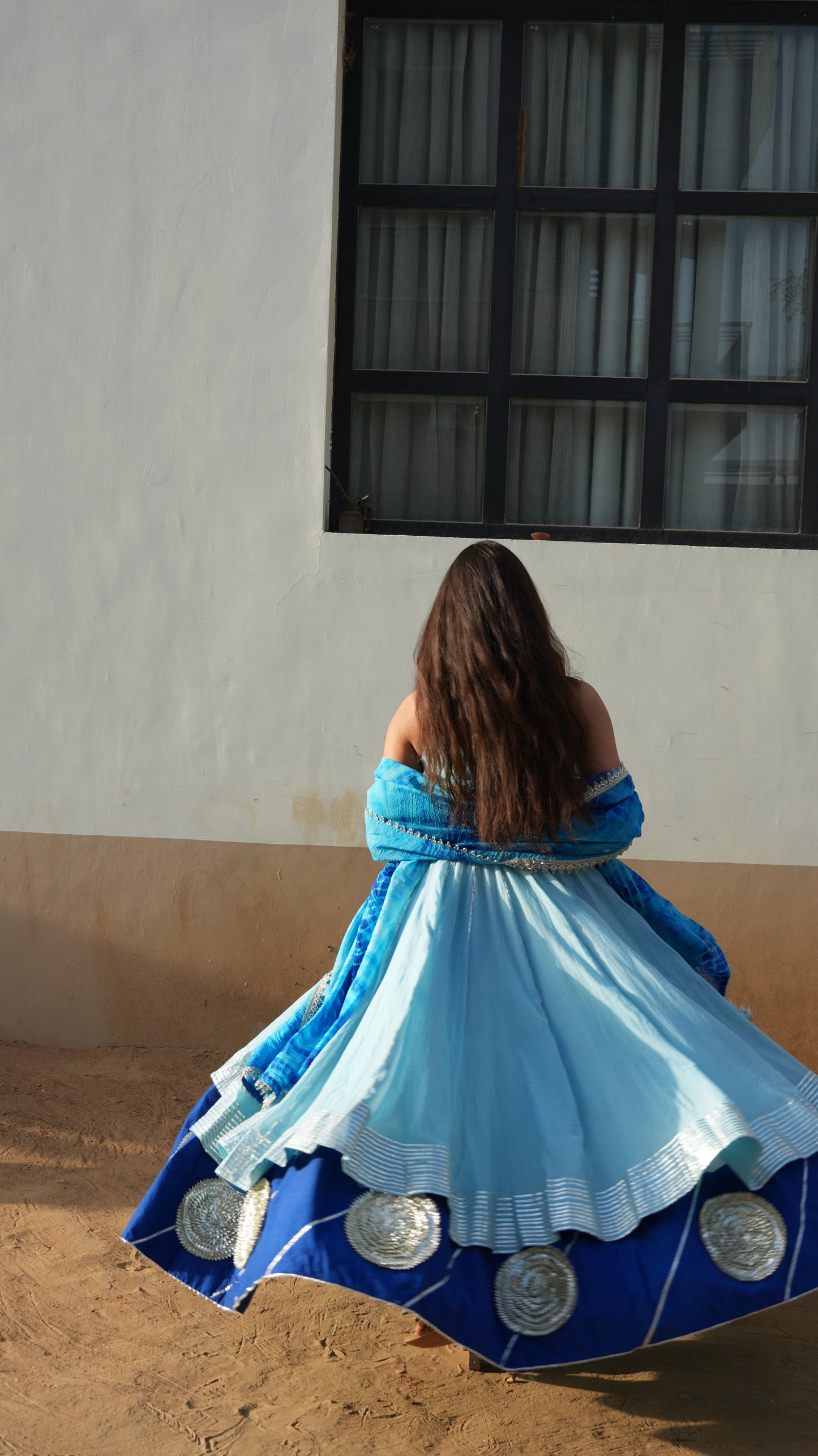 Blue Aura Layers Anarkali.
