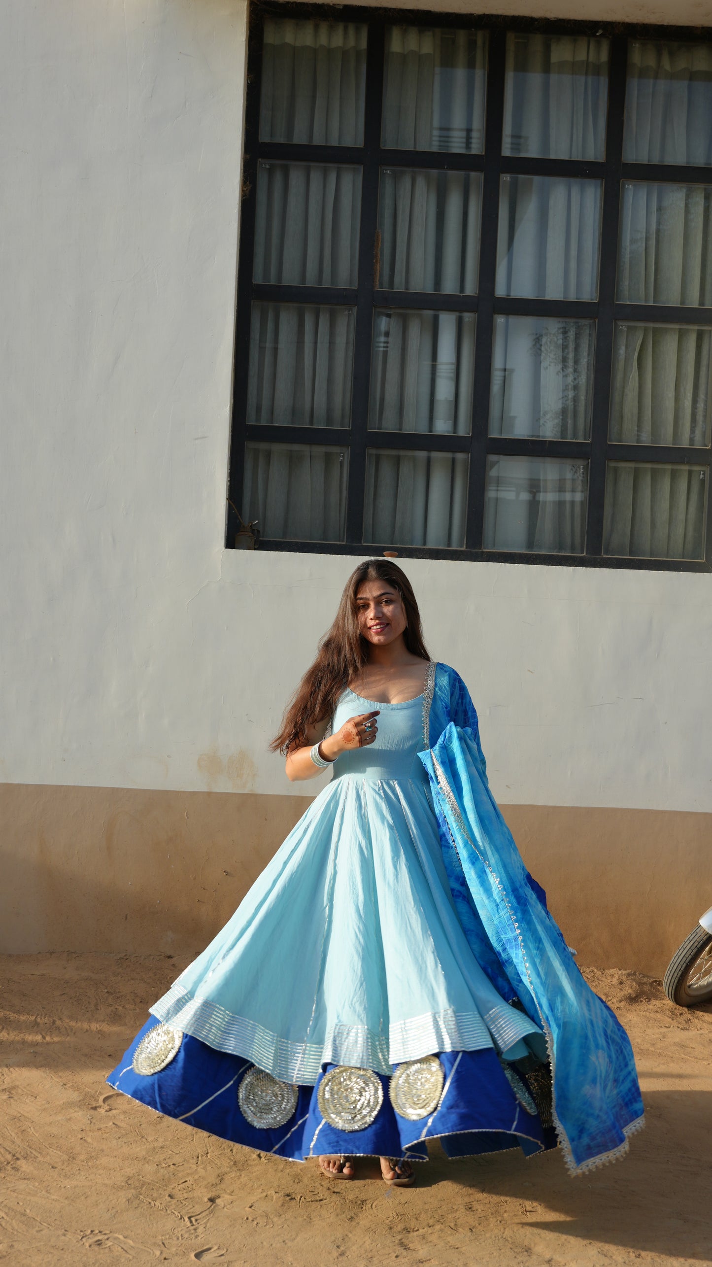 Blue Aura Layers Anarkali.