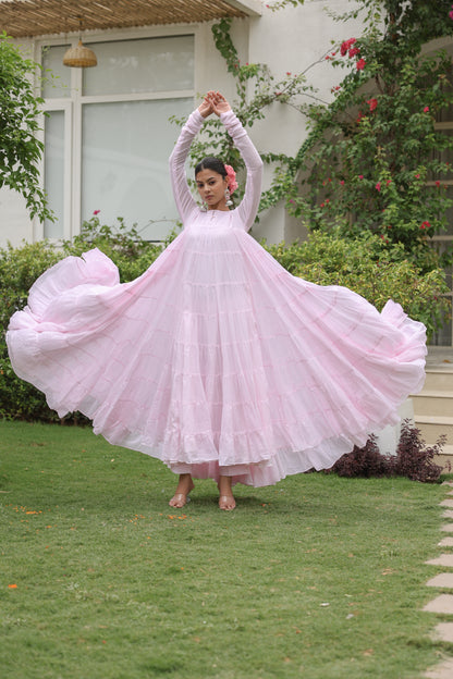 Baby Pink 8 tier Anarkali