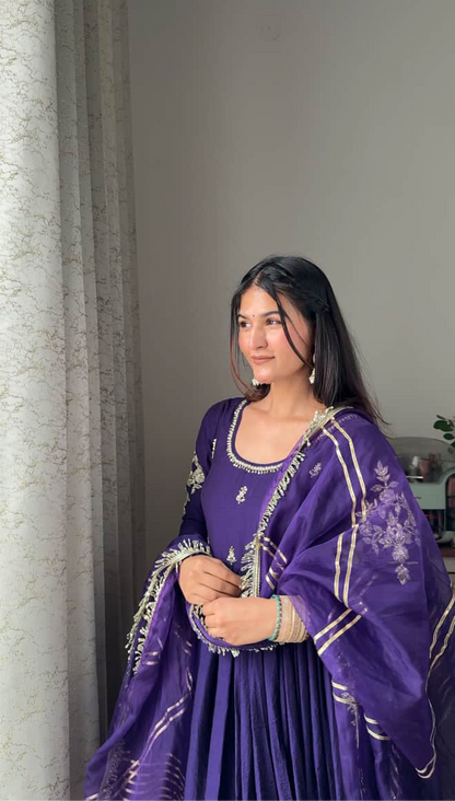 Handcrafted Purple Anarkali.