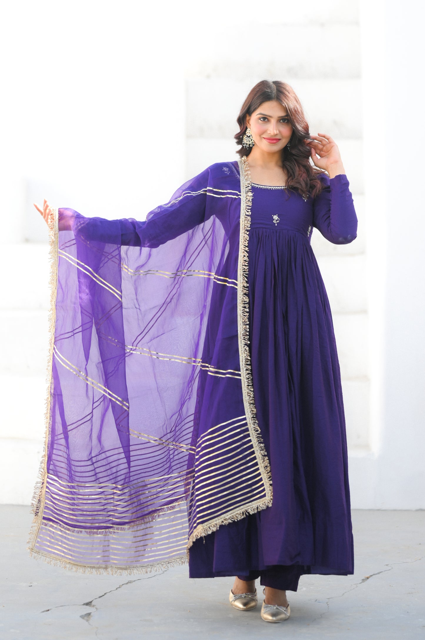 Purple Handwork Anarkali