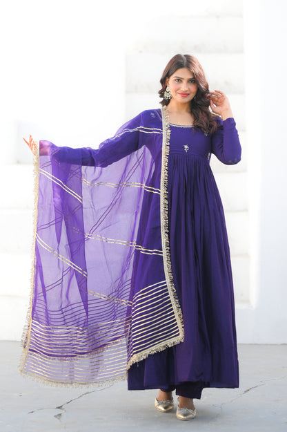 Purple Handwork Anarkali