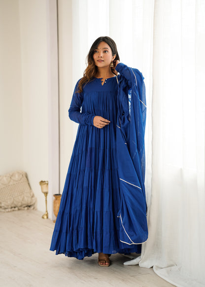 Royal Blue 8tier Anarkali.