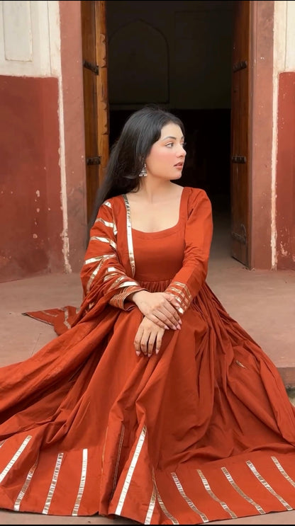 Smoky Rust Umber Anarkali 