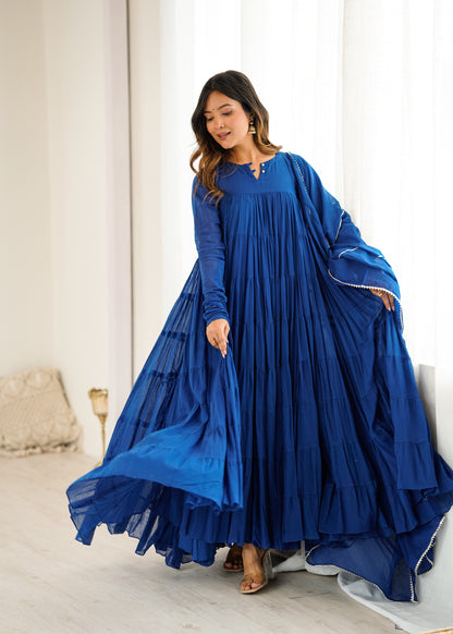 Royal Blue 8tier Anarkali.