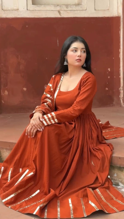 Smoky Rust Umber Anarkali 