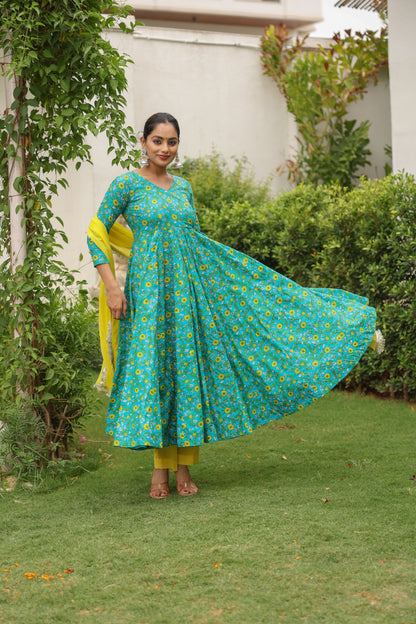 Ocean teal Anarkali