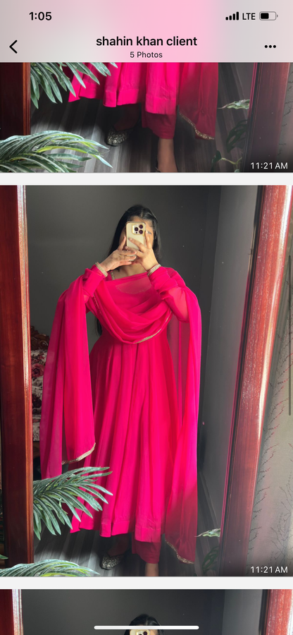 Deep Pink Georgette Anarkali