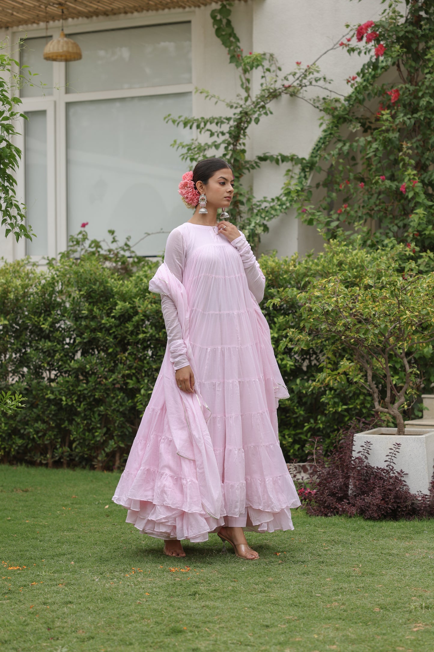 Baby Pink 8 tier Anarkali