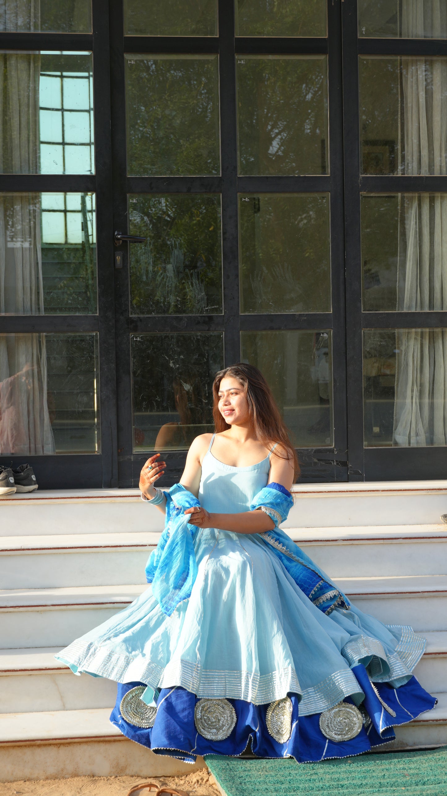 Blue Aura Layers Anarkali.