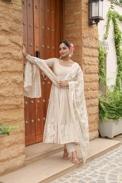 Beige Festive Anarkali
