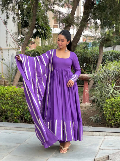 Electric Purple Anarkali Suit Set .