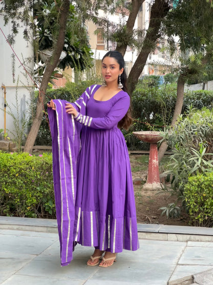 Electric Purple Anarkali Suit Set .