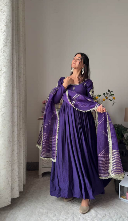 Handcrafted Purple Anarkali.