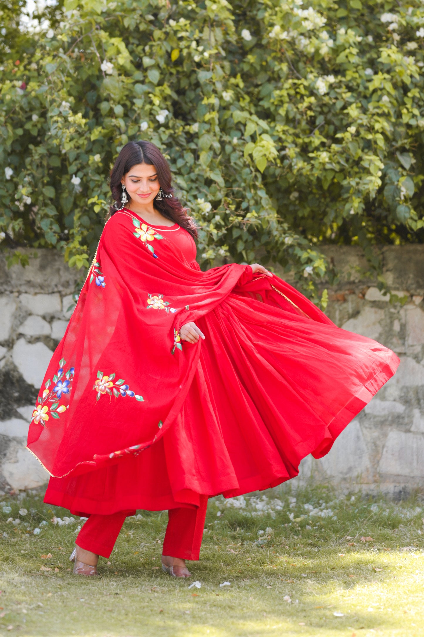 Laal Lalima Handprinted Anarkali