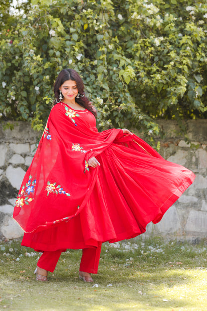 Laal Lalima Handprinted Anarkali