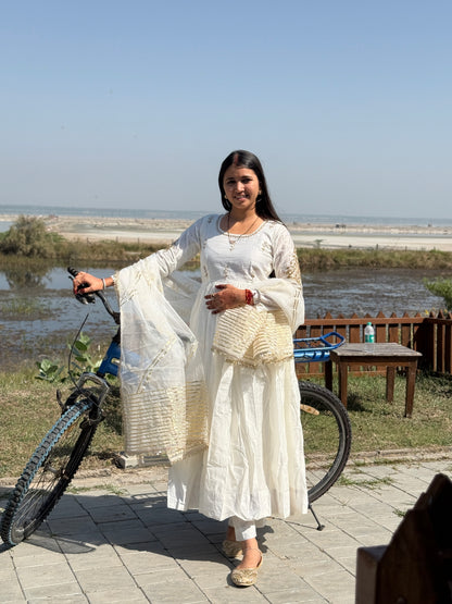 White Chandrika Anarkali