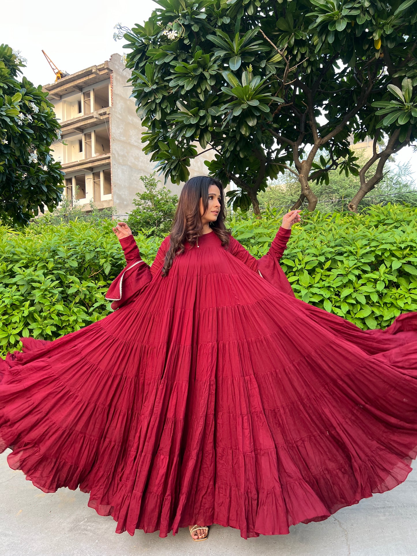 Maroon Flamingo Anarkali