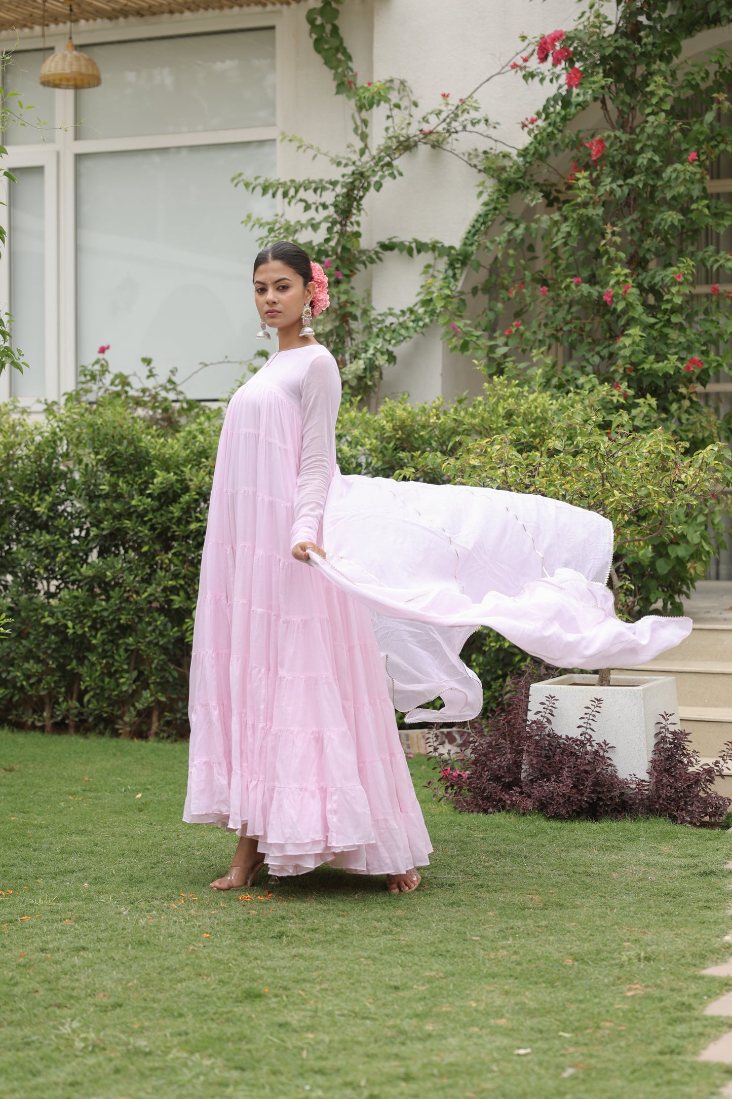 Baby Pink 8 tier Anarkali