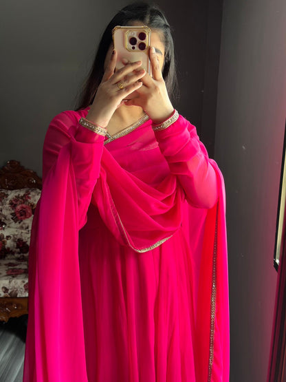 Deep Pink Georgette Anarkali