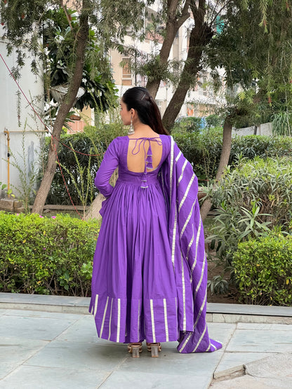 Electric Purple Anarkali Suit Set .
