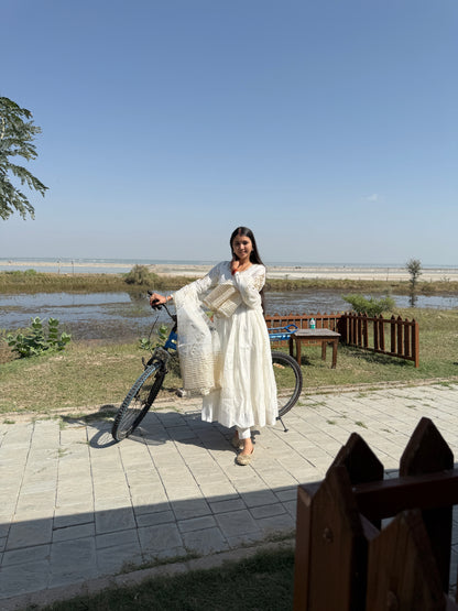 White Chandrika Anarkali