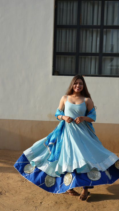 Blue Aura Layers Anarkali.