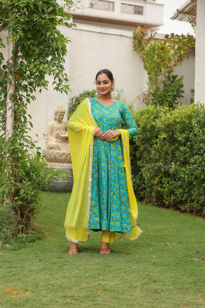 Ocean teal Anarkali