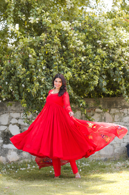 Laal Lalima Handprinted Anarkali