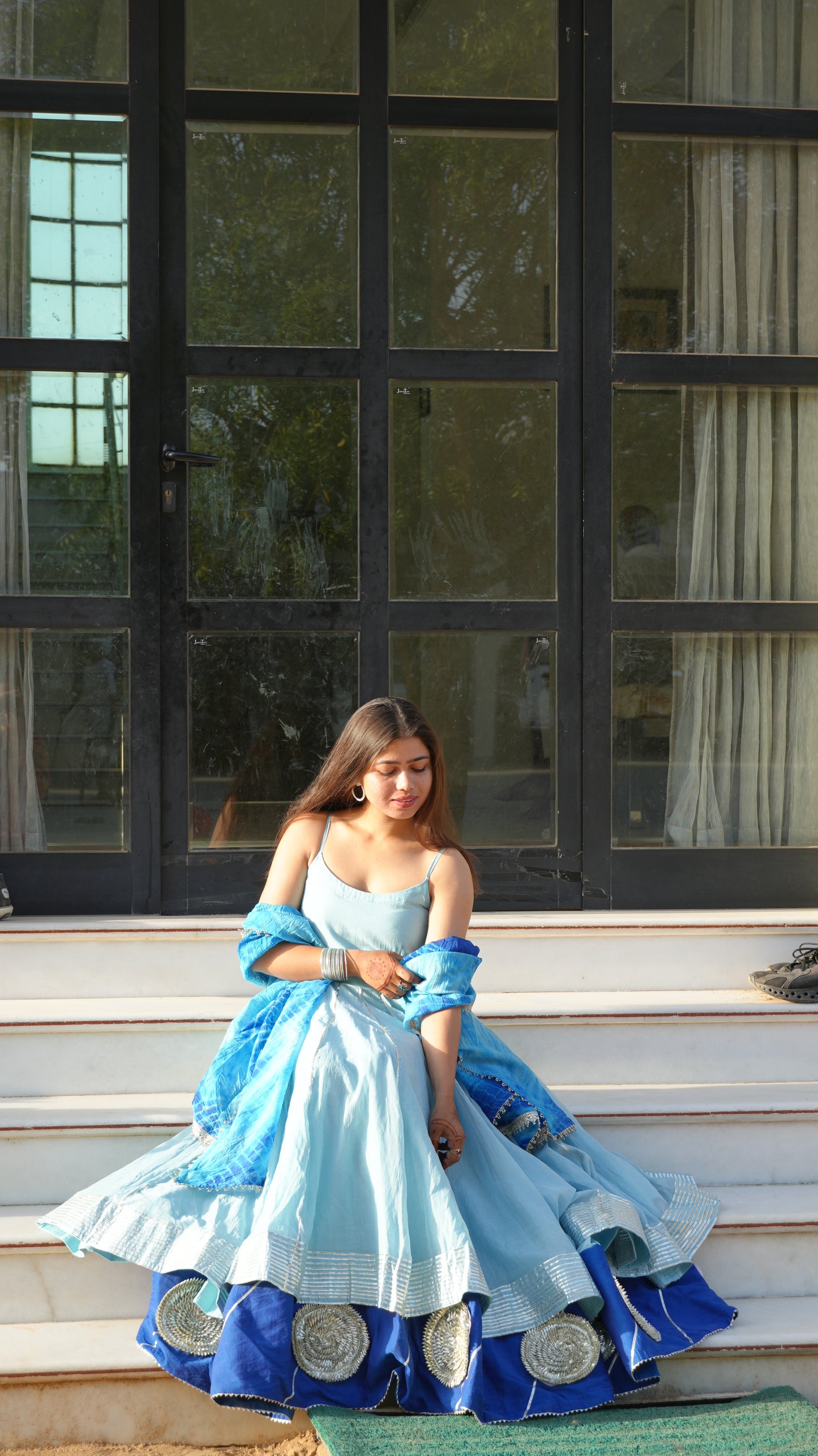 Blue Aura Layers Anarkali.
