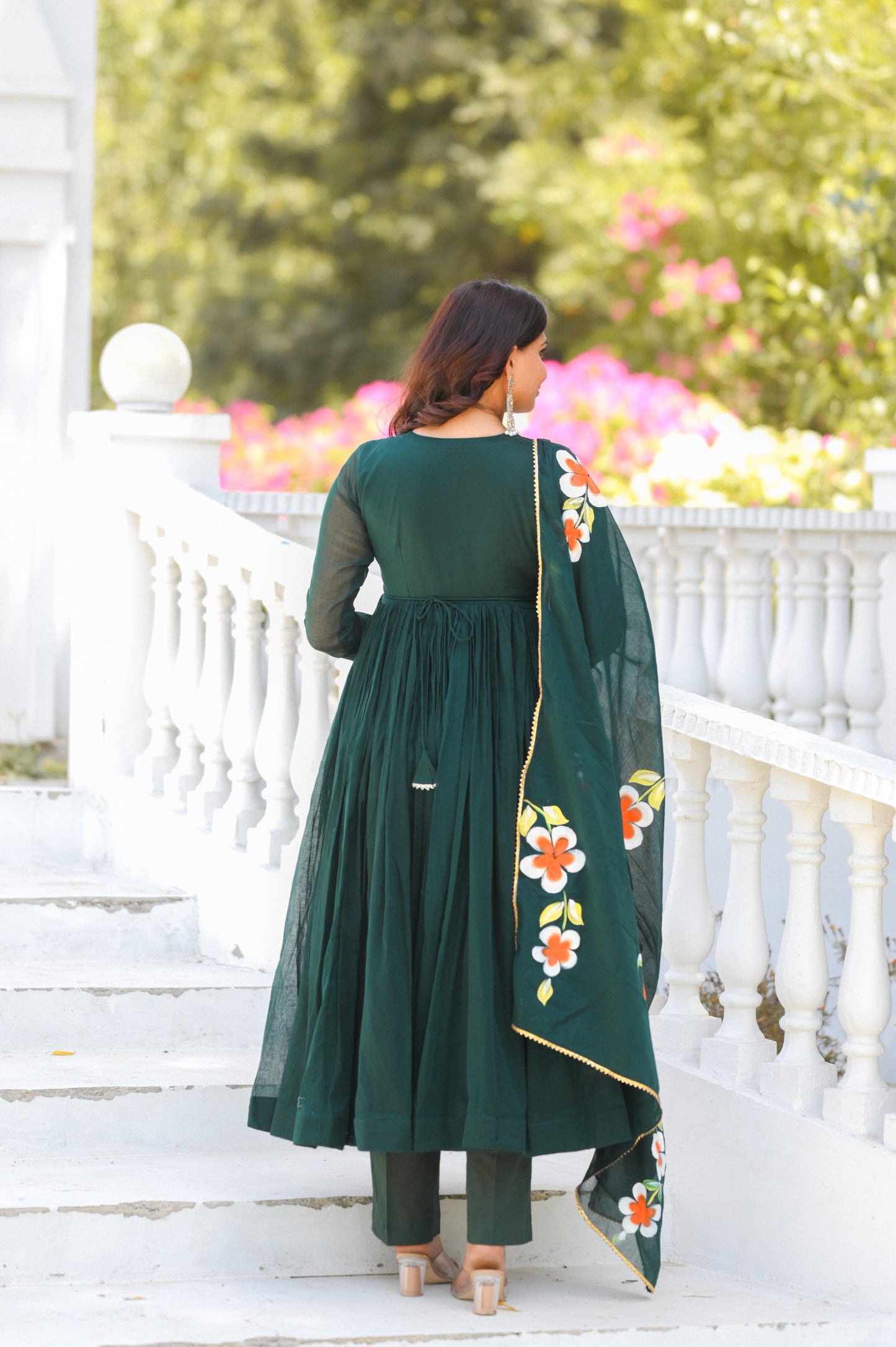 Bottle Green Paint Anarkali