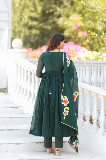 Bottle Green Paint Anarkali