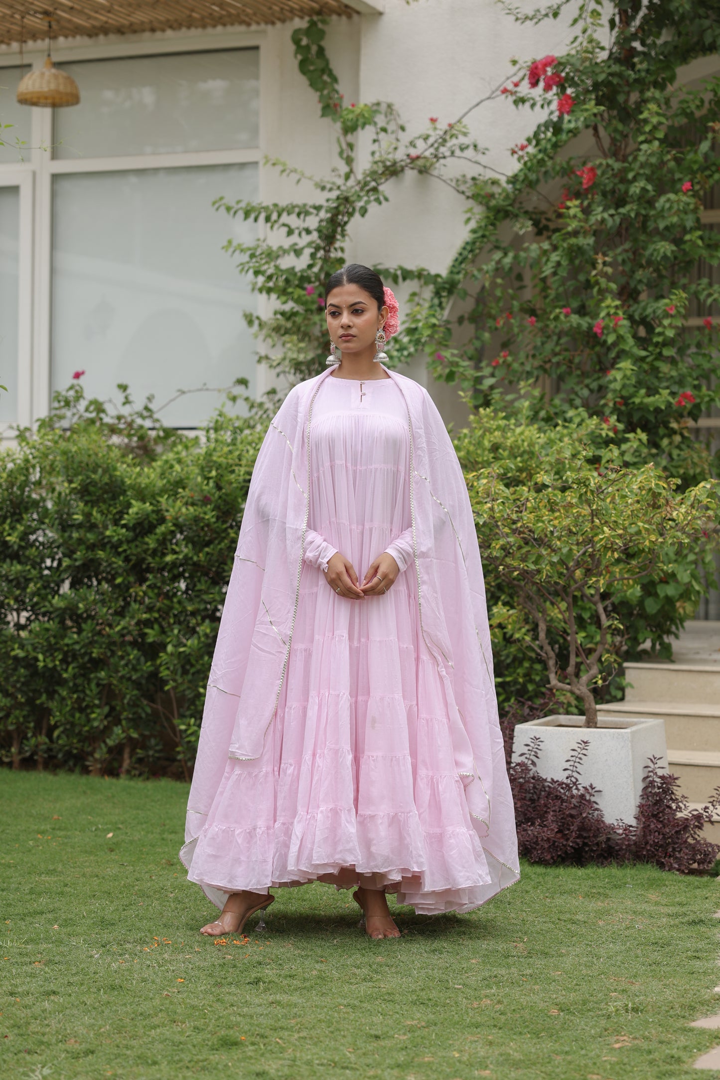 Baby Pink 8 tier Anarkali