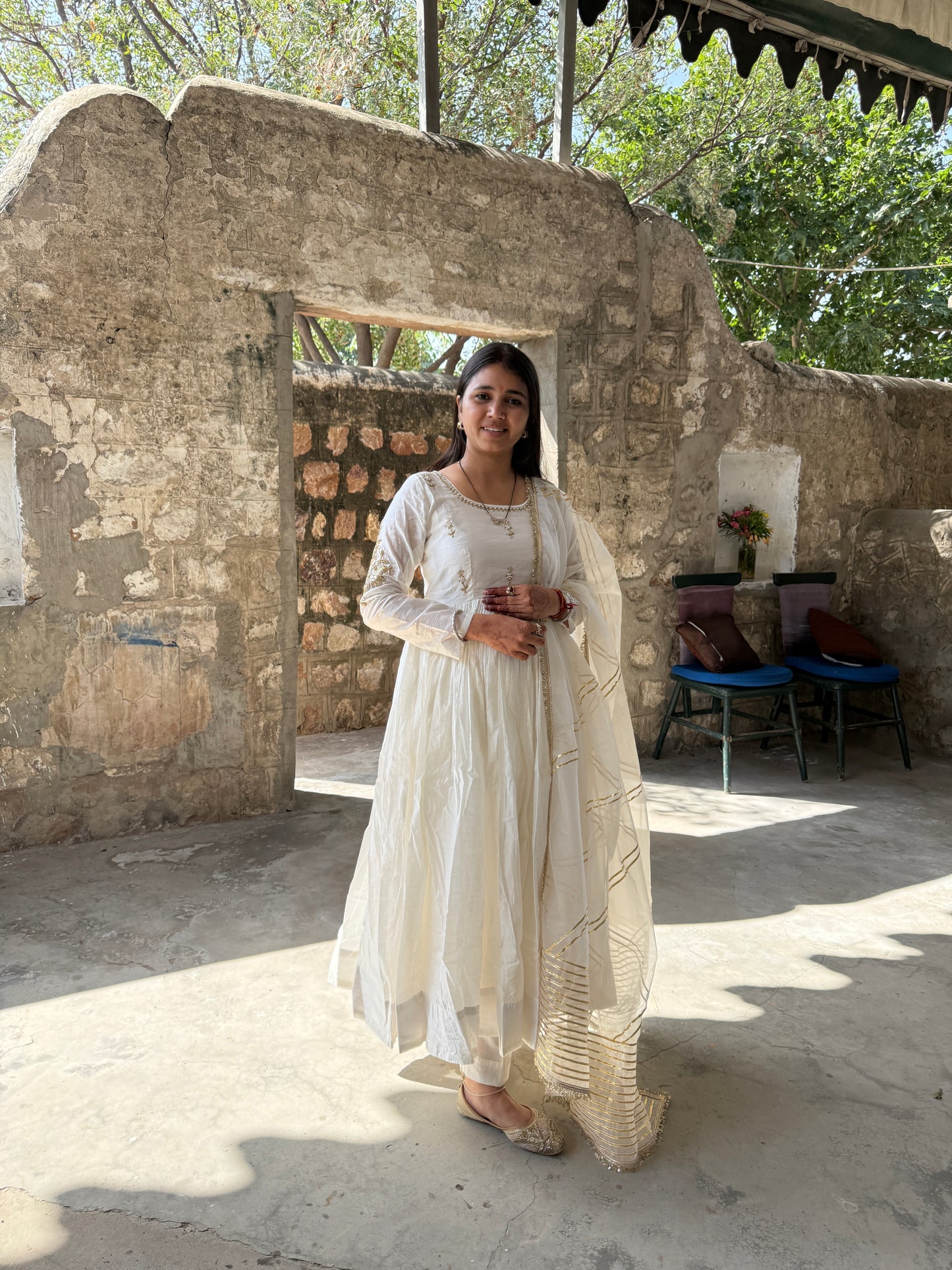White Chandrika Anarkali