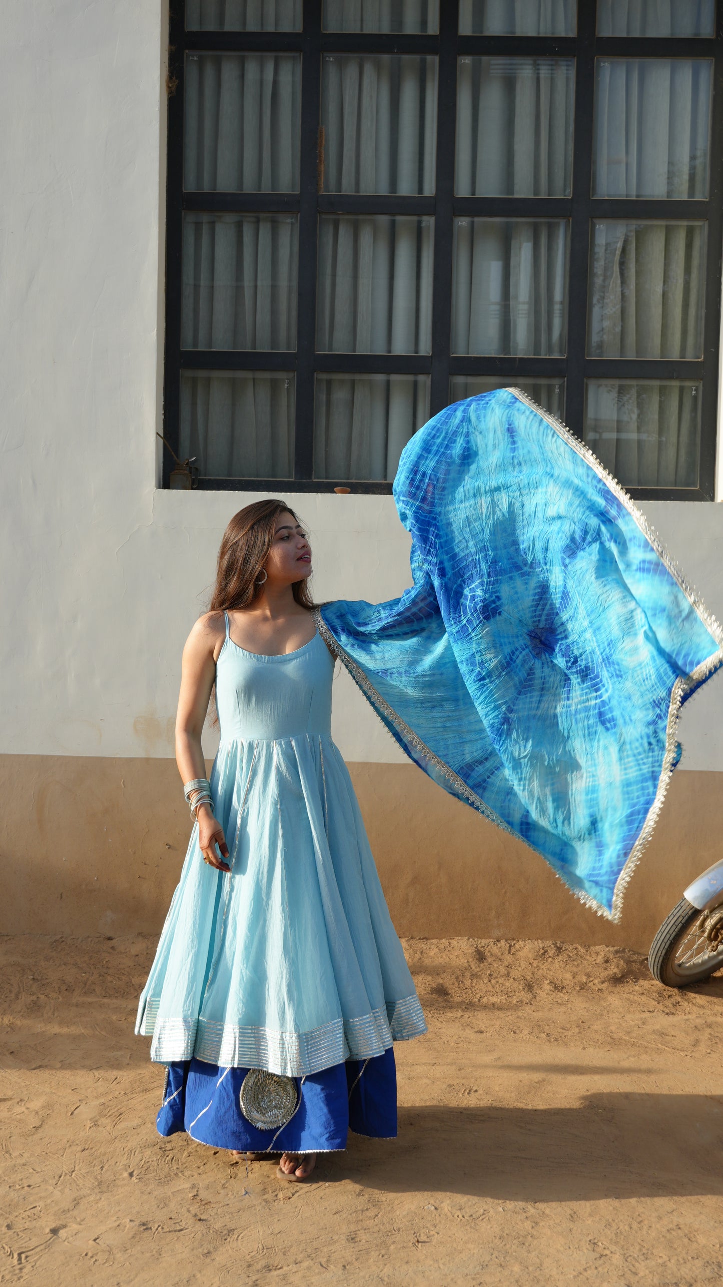 Blue Aura Layers Anarkali.