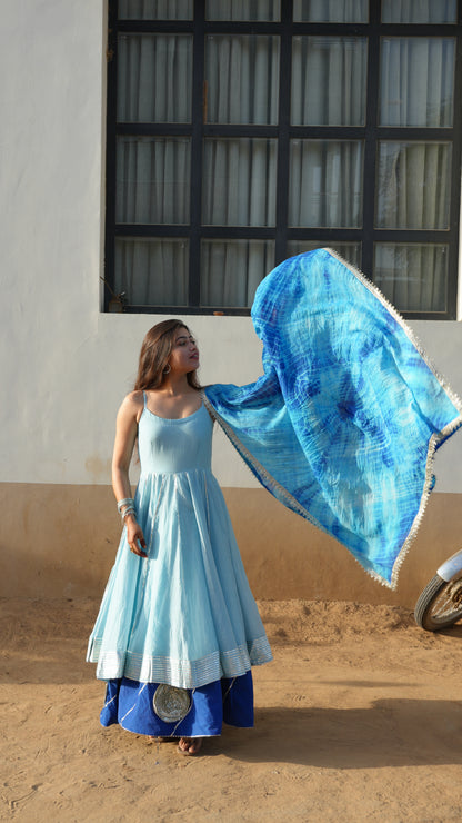 Blue Aura Layers Anarkali.