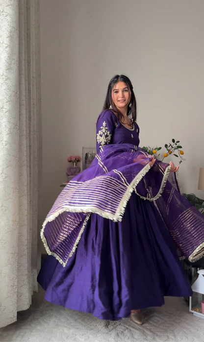 Handcrafted Purple Anarkali.
