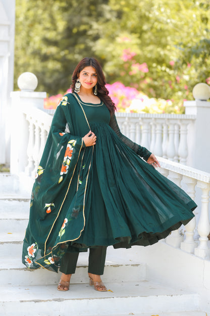 Bottle Green Paint Anarkali
