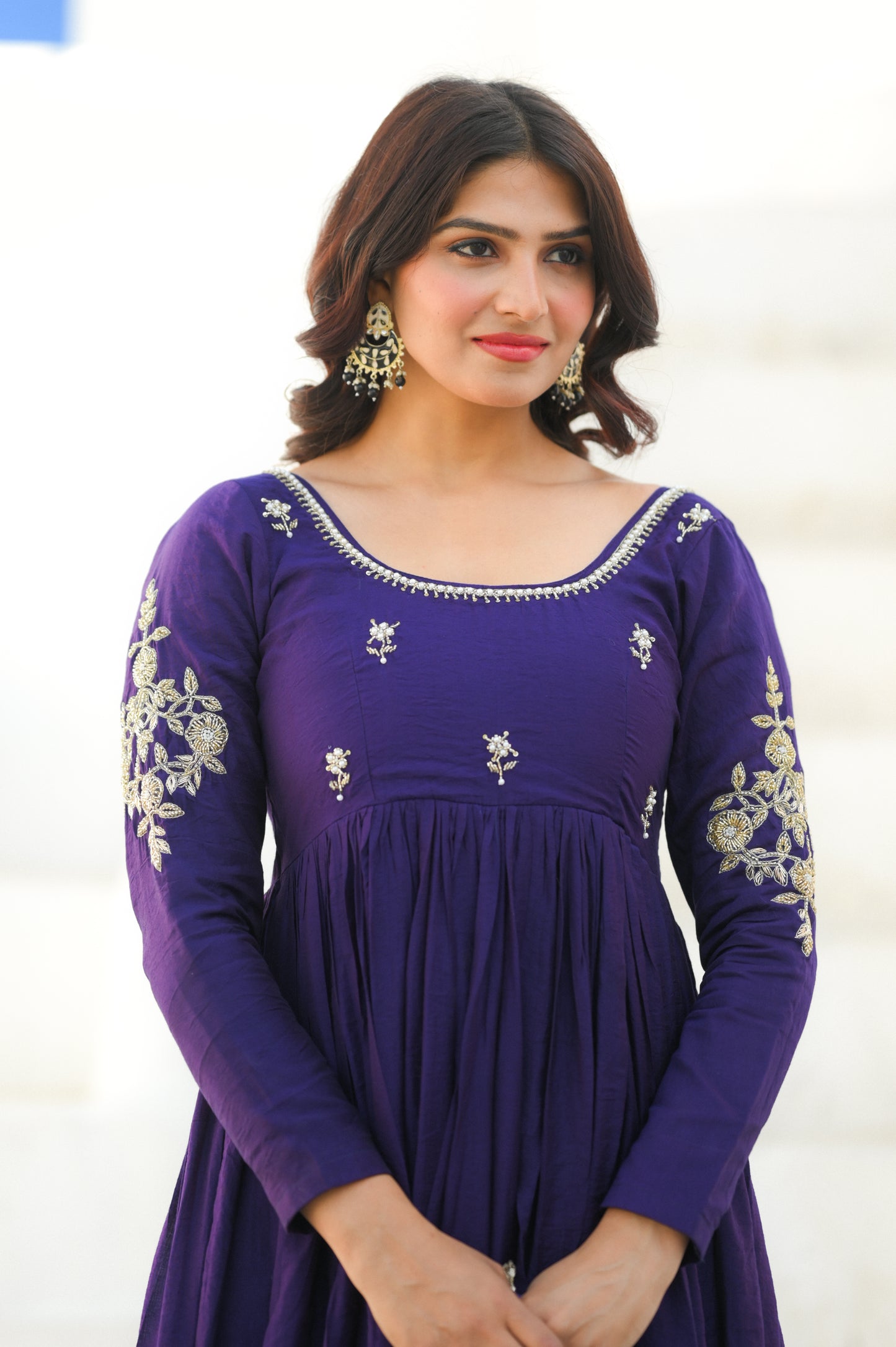 Purple Handwork Anarkali