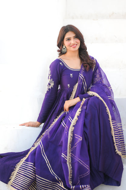 Purple Handwork Anarkali