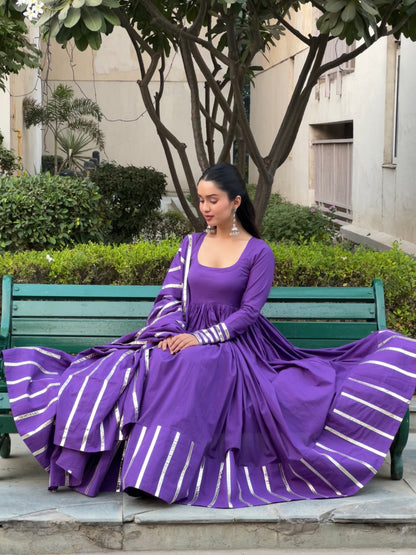 Electric Purple Anarkali Suit Set .