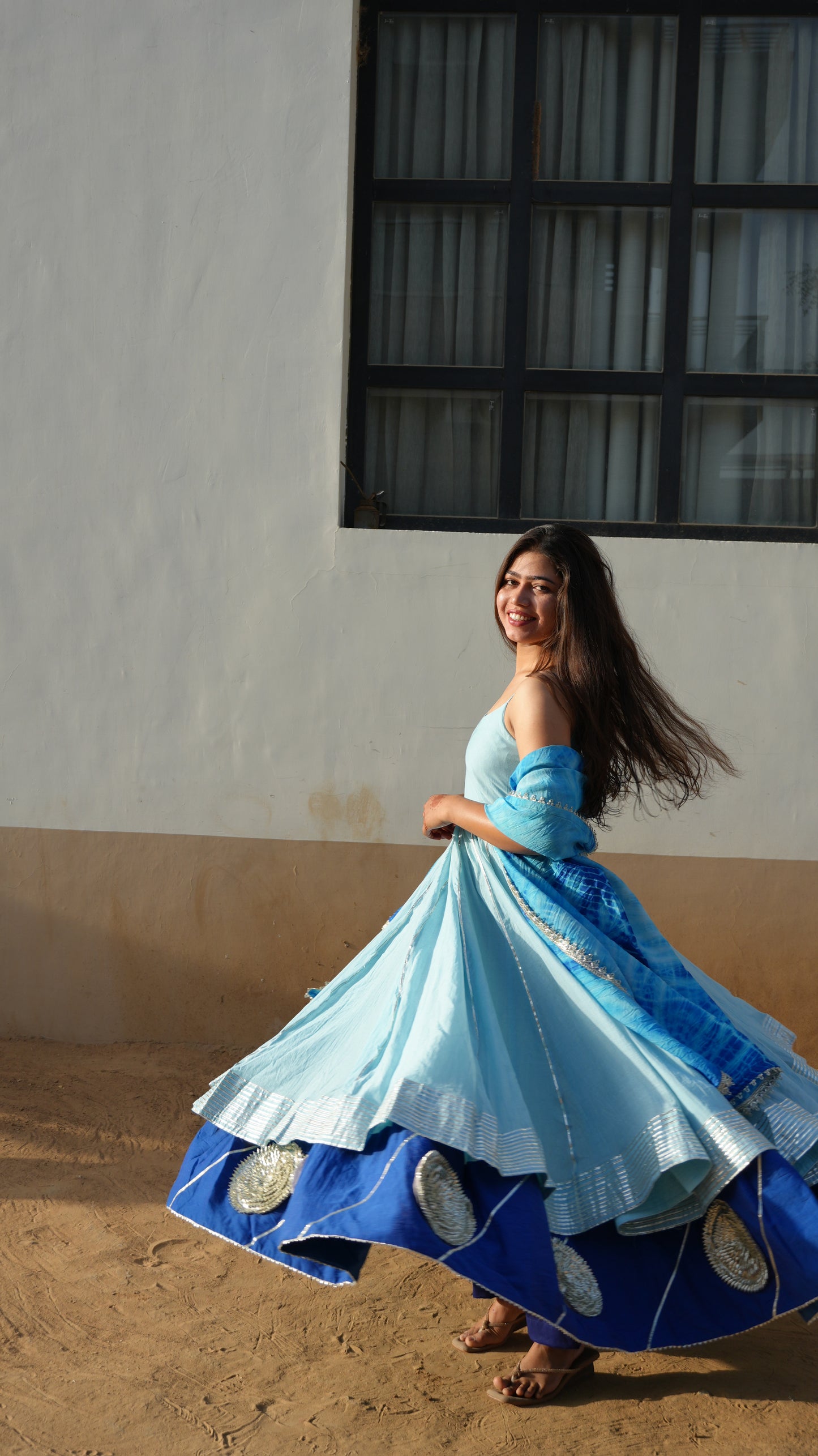 Blue Aura Layers Anarkali.