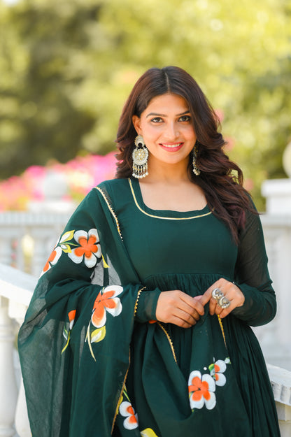 Bottle Green Paint Anarkali