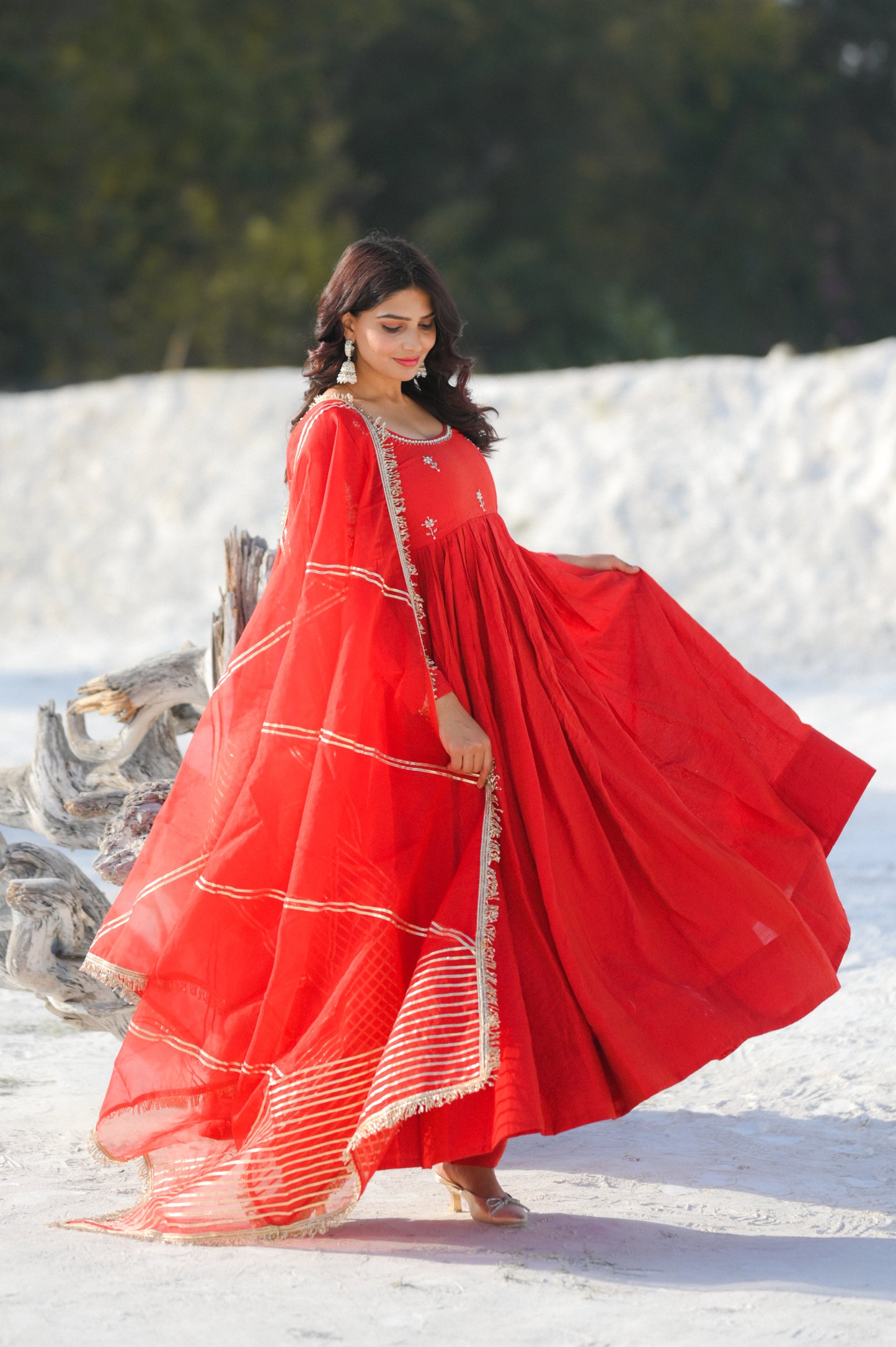 RedRosy Handwork Anarkali Suit Set