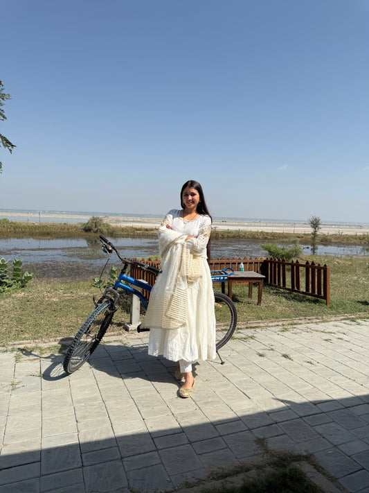 White Chandrika Anarkali