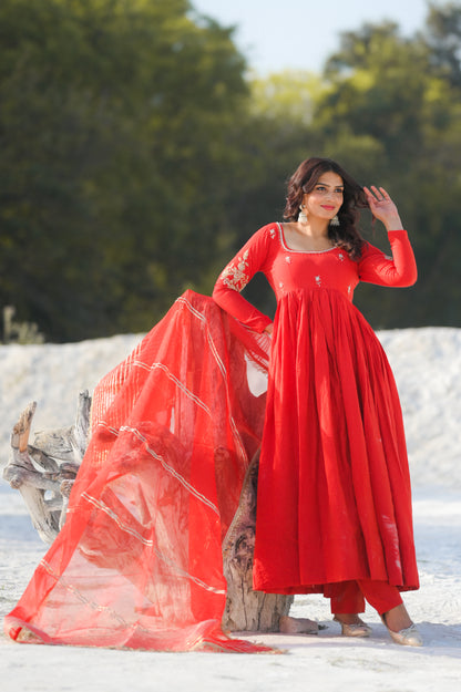 RedRosy Handwork Anarkali Suit Set