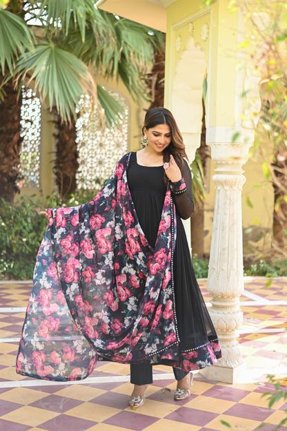Black Chiffon Anarkali suit set