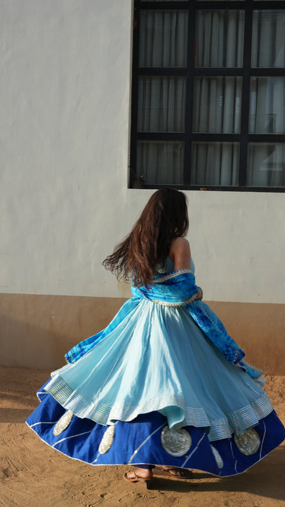 Blue Aura Layers Anarkali.